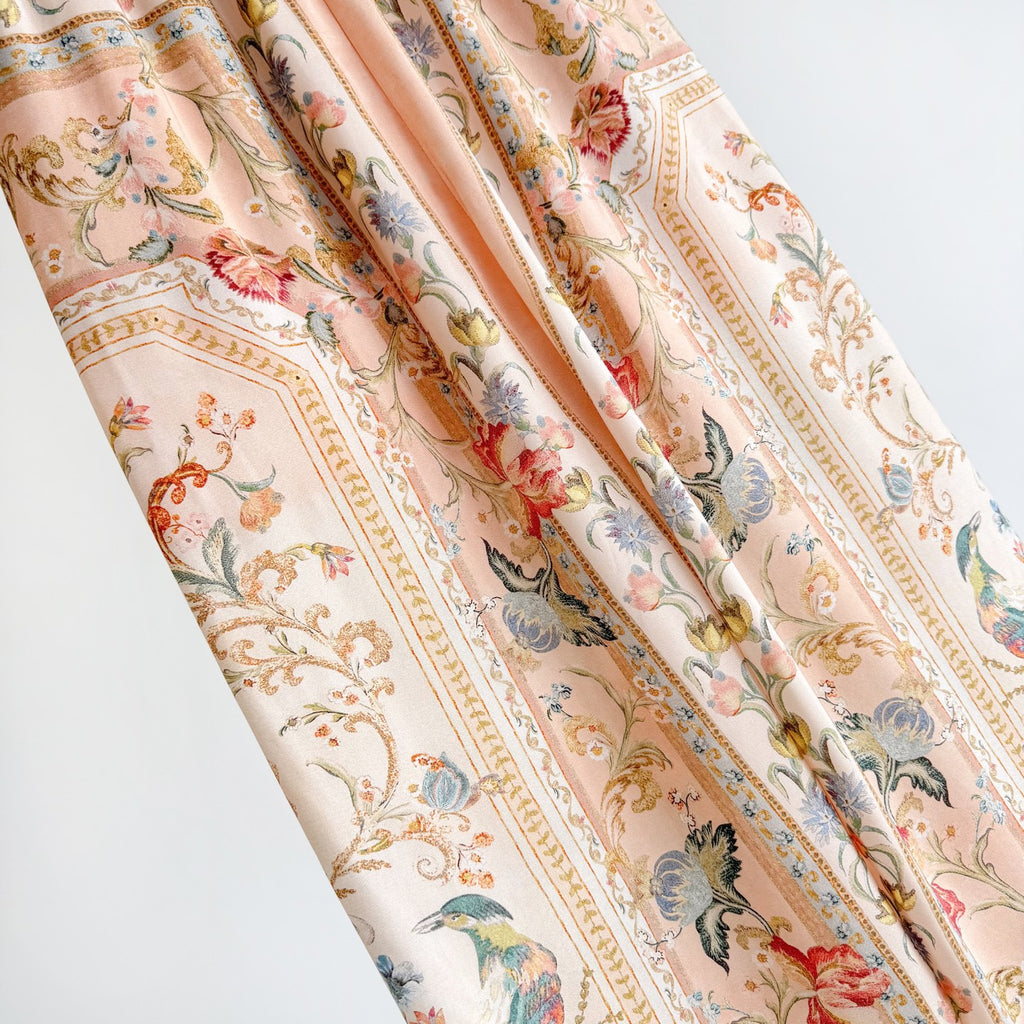 Vintage Floral Pattern Lapel Neck Long Sleeve Blouse Two-Piece Set