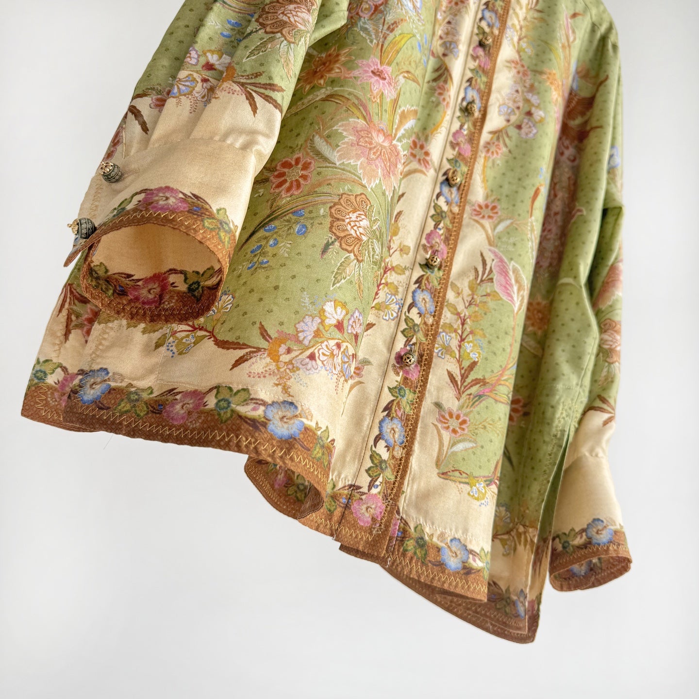 The Indra Relaxed Shirt Pant Short  in Khaki Scarf Floral Three Piece
