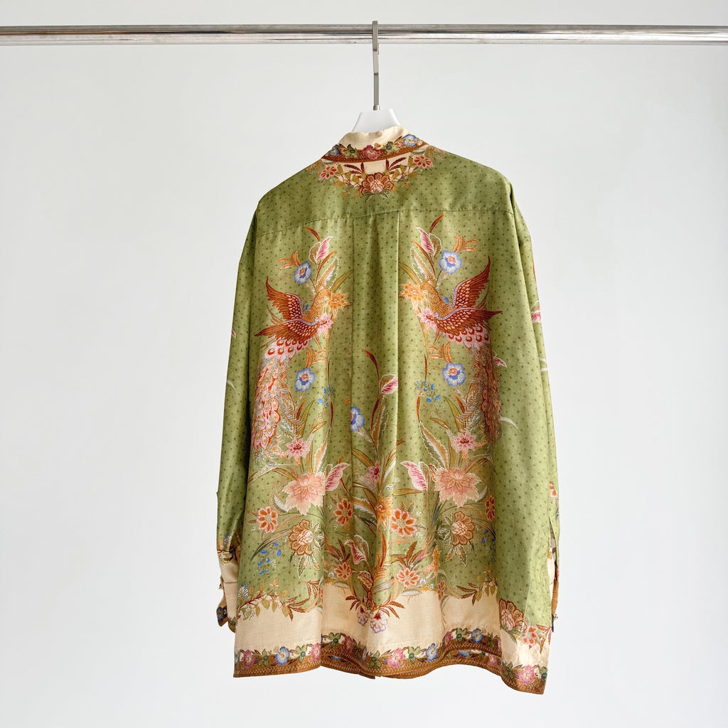 The Indra Relaxed Shirt Pant Short  in Khaki Scarf Floral Three Piece