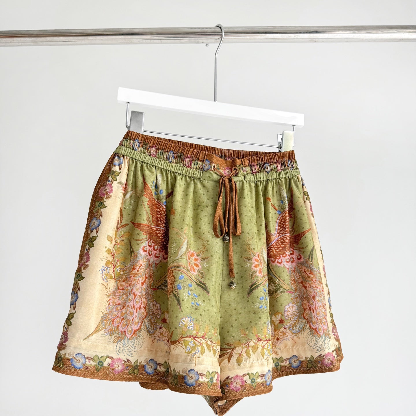The Indra Relaxed Shirt Pant Short  in Khaki Scarf Floral Three Piece