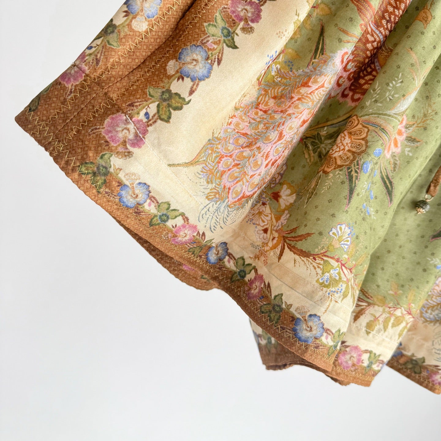 The Indra Relaxed Shirt Pant Short  in Khaki Scarf Floral Three Piece
