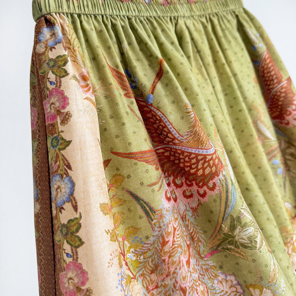 The Indra Relaxed Shirt Pant Short  in Khaki Scarf Floral Three Piece