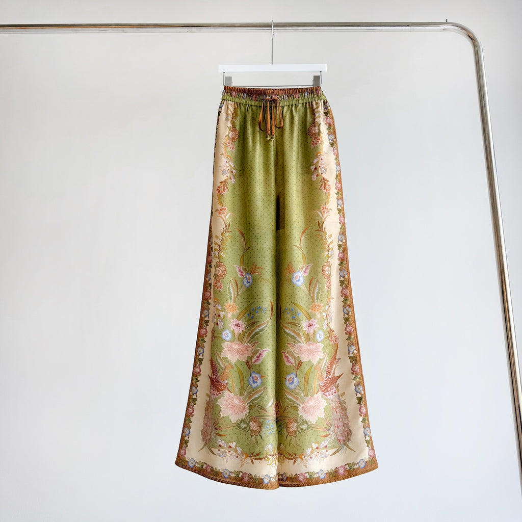 The Indra Relaxed Shirt Pant Short  in Khaki Scarf Floral Three Piece