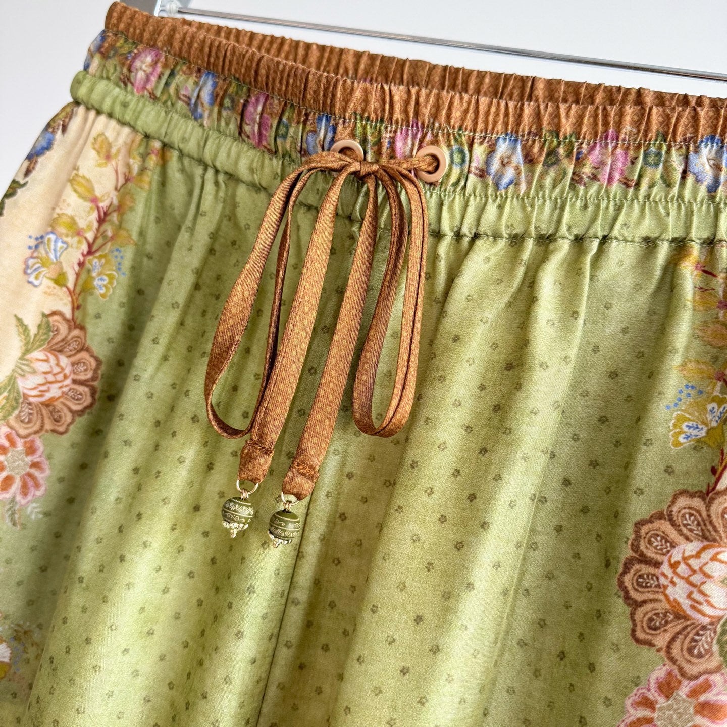The Indra Relaxed Shirt Pant Short  in Khaki Scarf Floral Three Piece