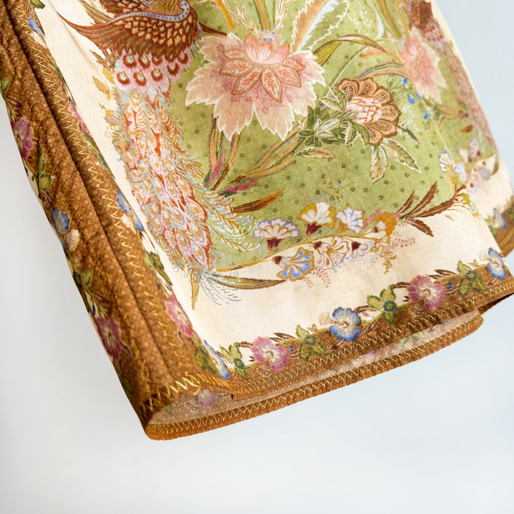 The Indra Relaxed Shirt Pant Short  in Khaki Scarf Floral Three Piece