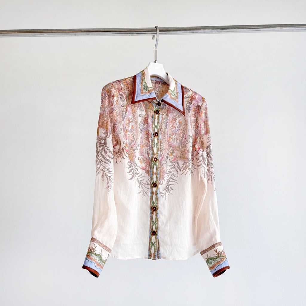 The Alchemy Body Shirt&Midi skirt in Cream Paisley Two-Piece Set
