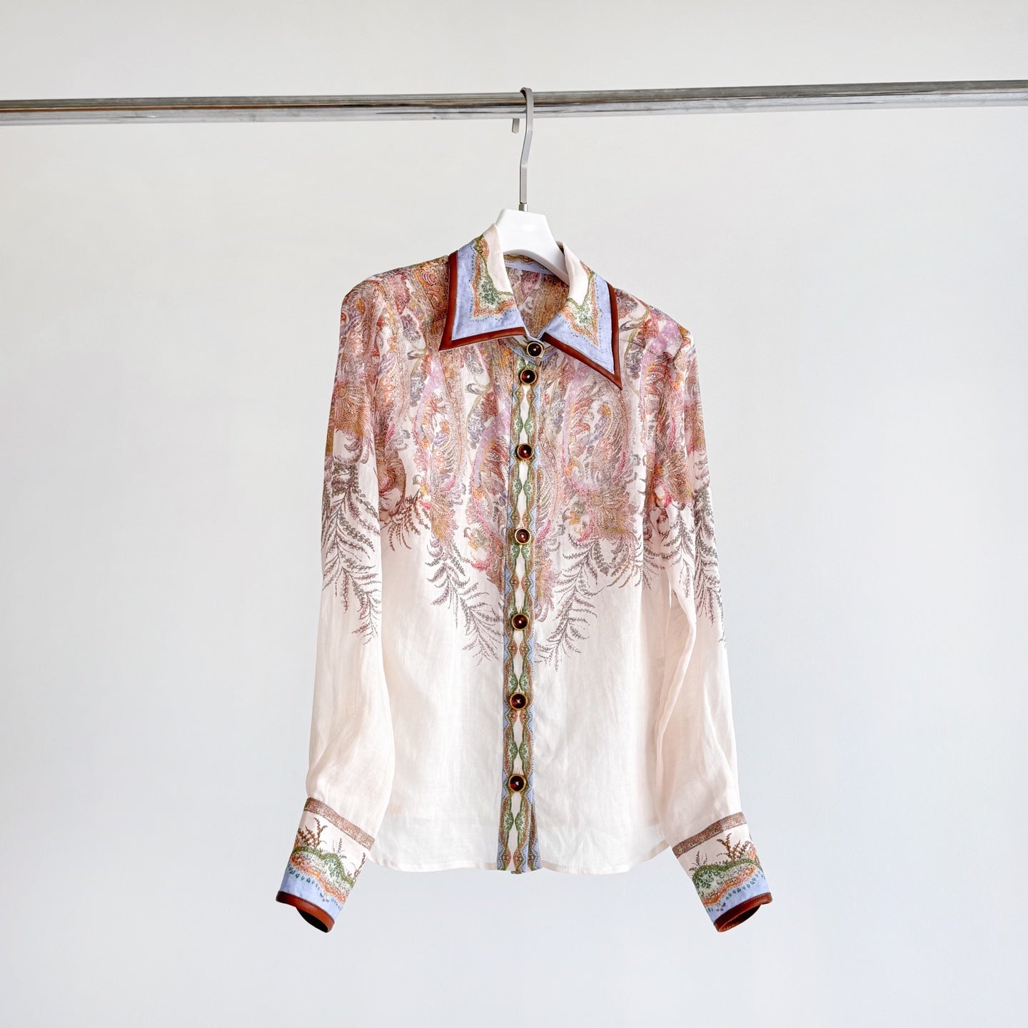 The Alchemy Body Shirt&Midi skirt in Cream Paisley Two-Piece Set