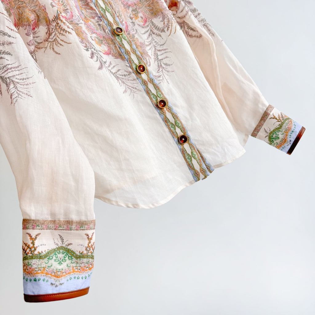 The Alchemy Body Shirt&Midi skirt in Cream Paisley Two-Piece Set