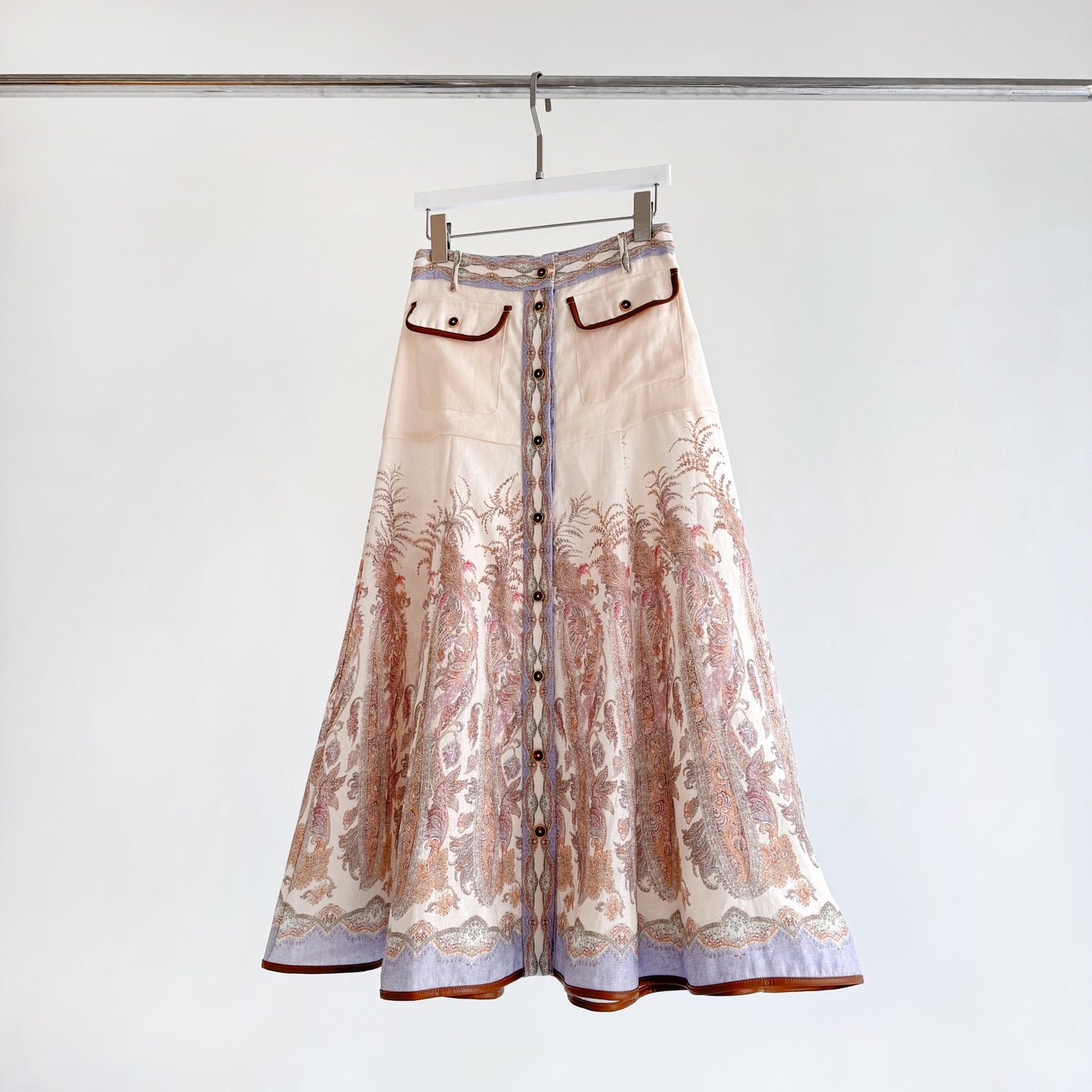 The Alchemy Body Shirt&Midi skirt in Cream Paisley Two-Piece Set