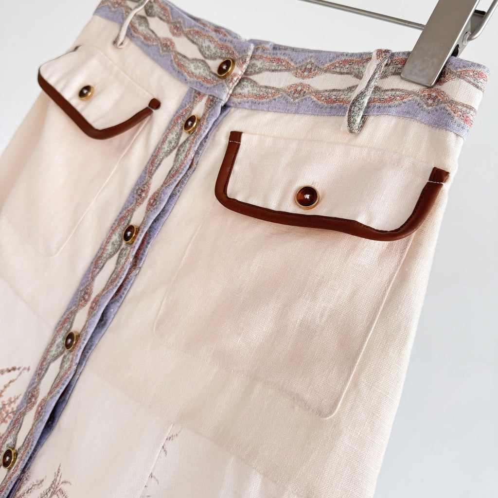 The Alchemy Body Shirt&Midi skirt in Cream Paisley Two-Piece Set