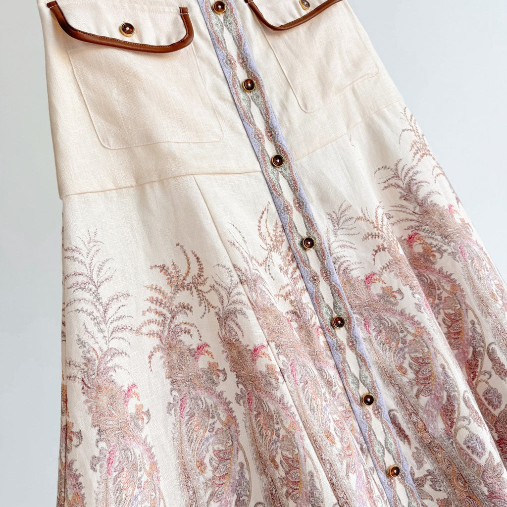 The Alchemy Body Shirt&Midi skirt in Cream Paisley Two-Piece Set
