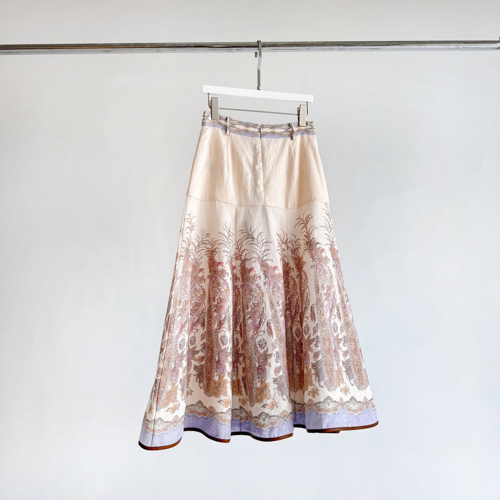 The Alchemy Body Shirt&Midi skirt in Cream Paisley Two-Piece Set