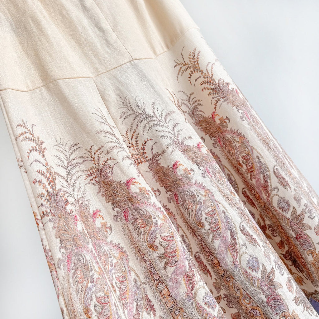 The Alchemy Body Shirt&Midi skirt in Cream Paisley Two-Piece Set