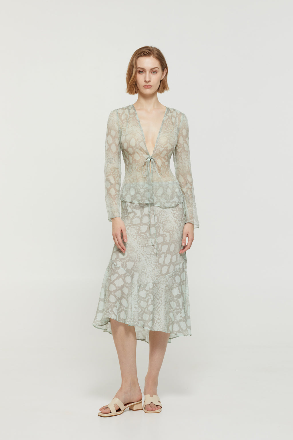 The Carmen Light Blue Caidigan Skirt Two Piece Set