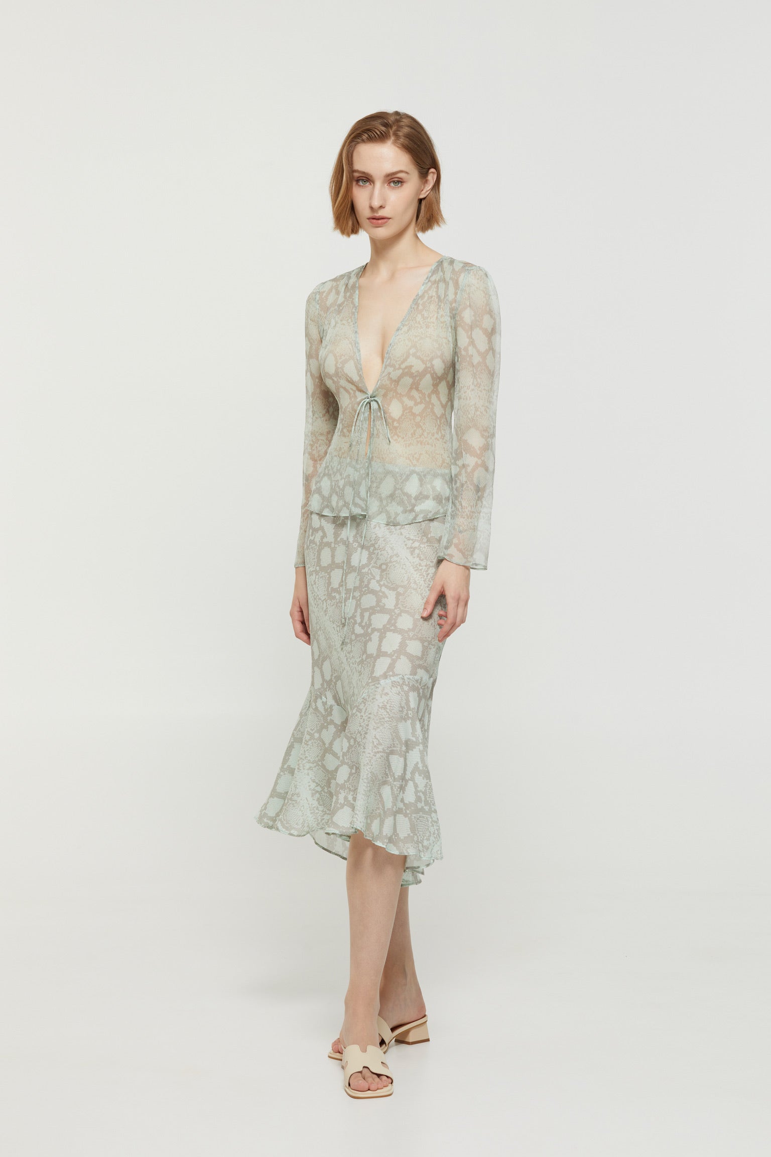 The Carmen Light Blue Caidigan Skirt Two Piece Set