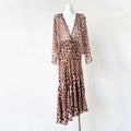 Brown Leopard Print V neck Two Piece Maxi Dress