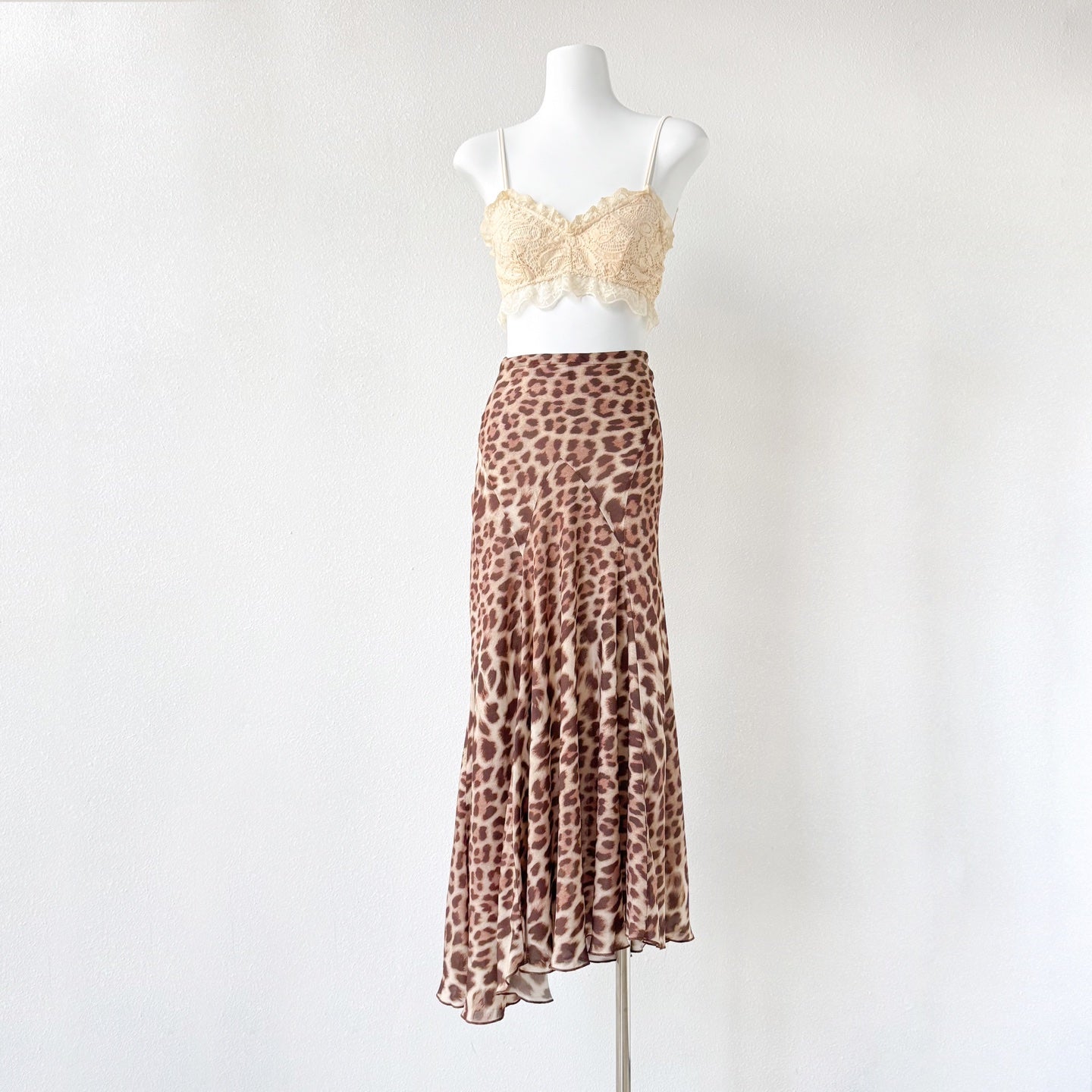 Brown Leopard Print V neck Two Piece Maxi Dress