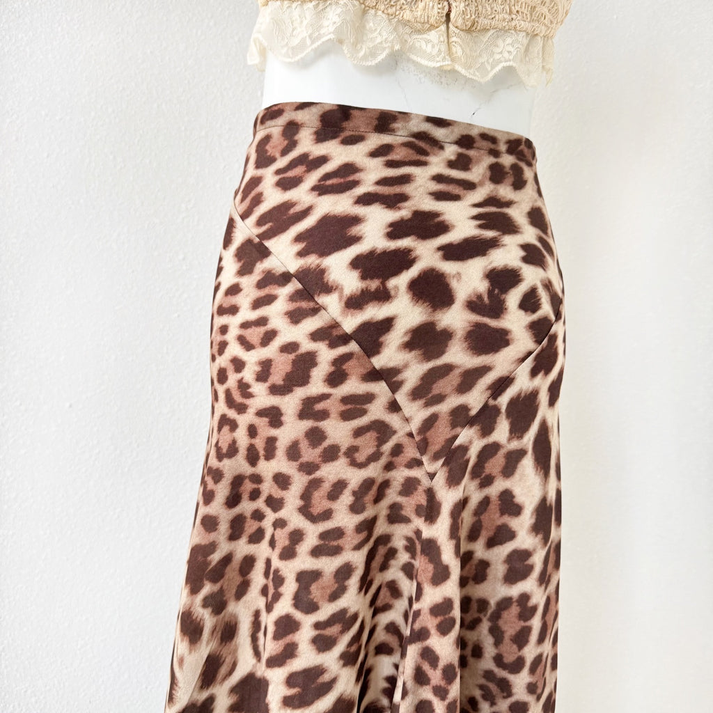 Brown Leopard Print V neck Two Piece Maxi Dress