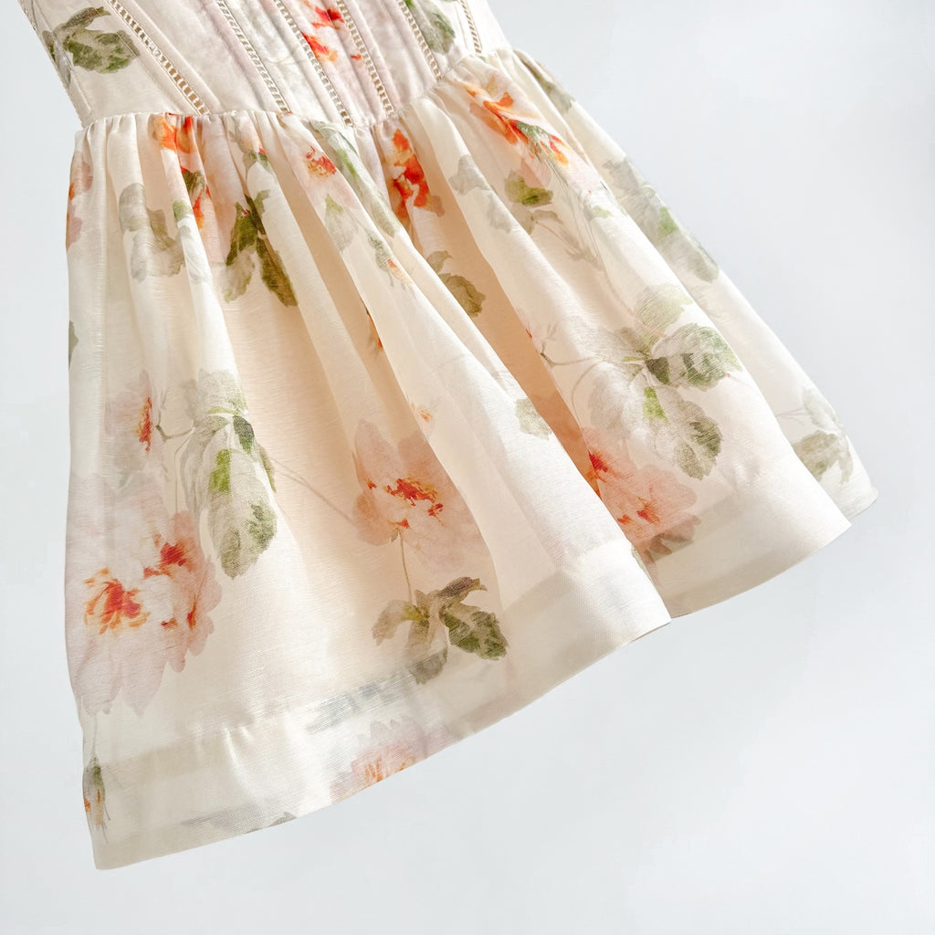 Carousel Corset Mini Dress in Cream Rose