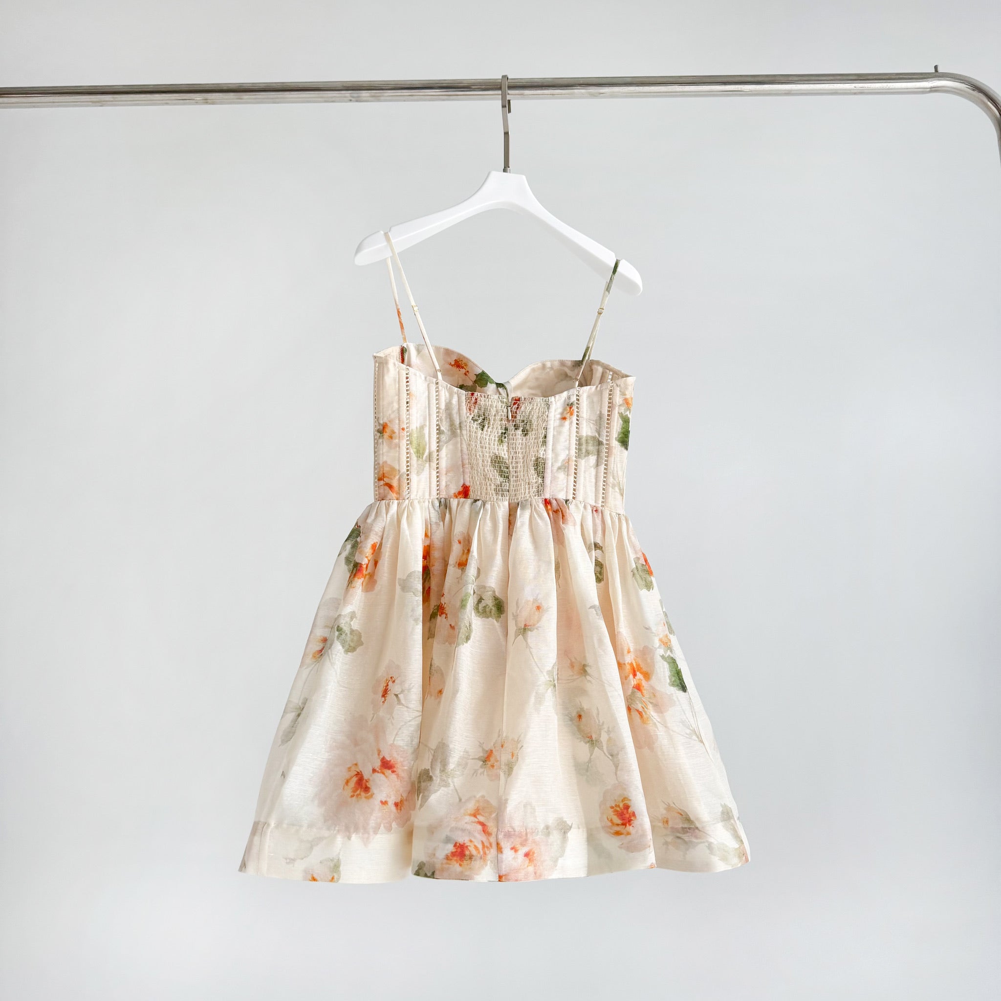 Carousel Corset Mini Dress in Cream Rose