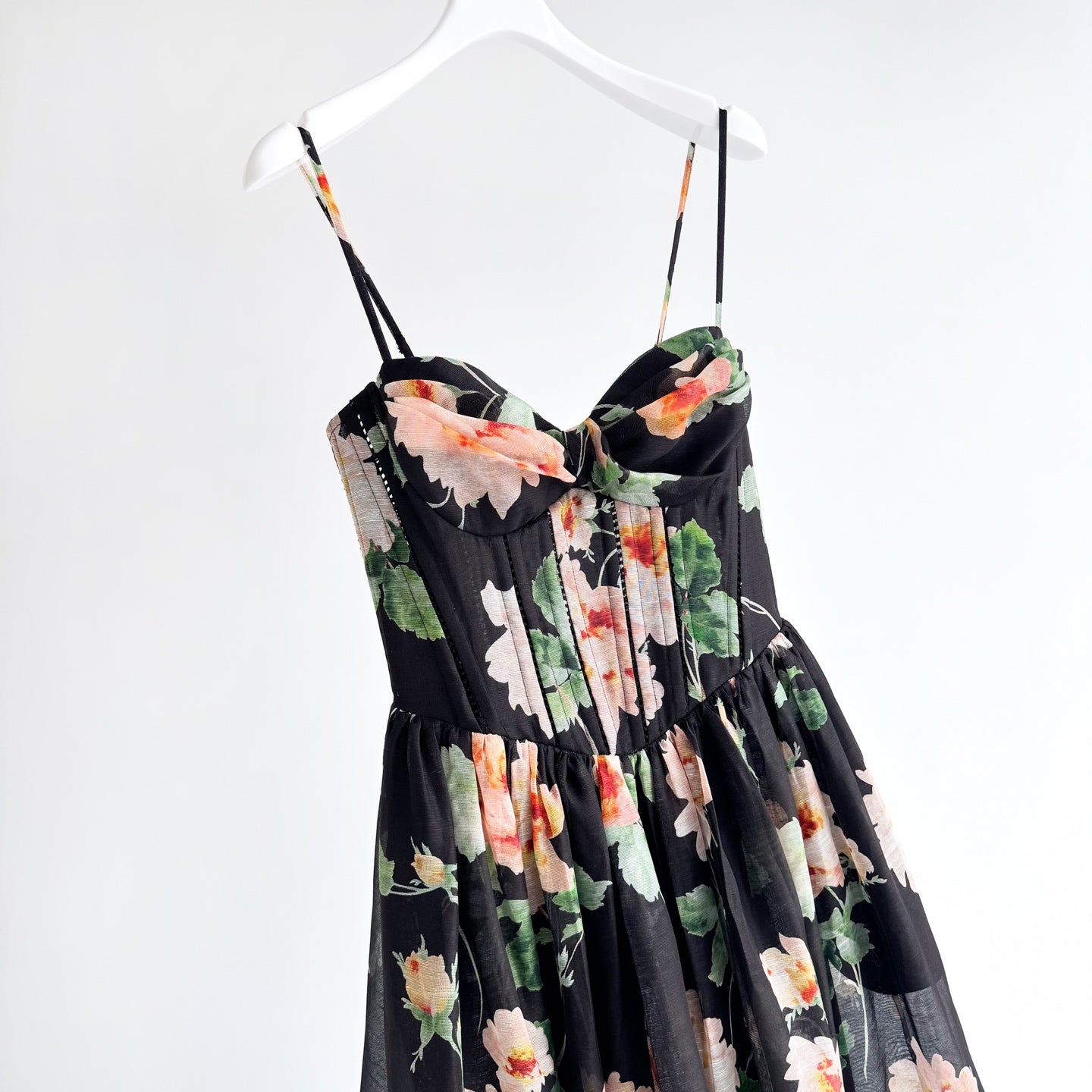 Midi Dress in Black Rose