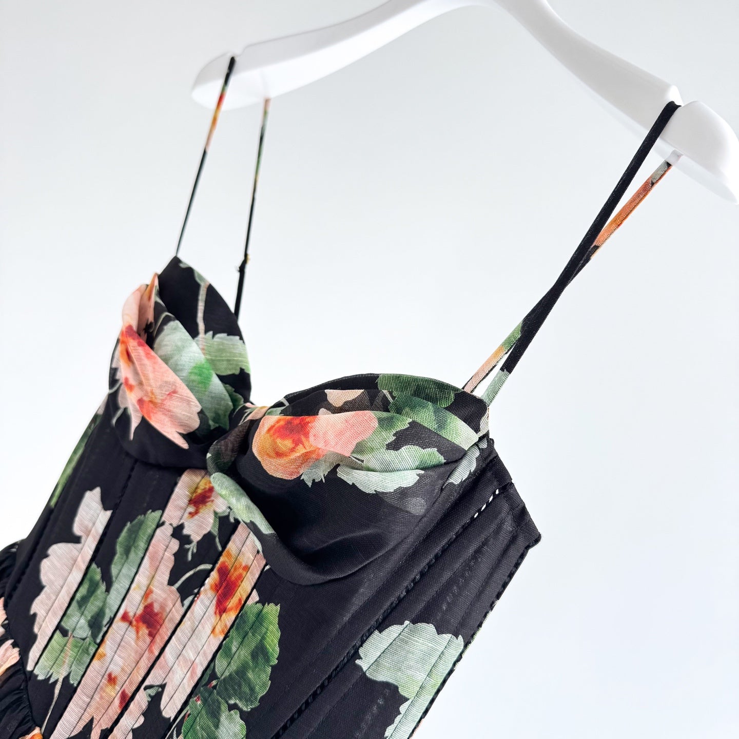 Midi Dress in Black Rose