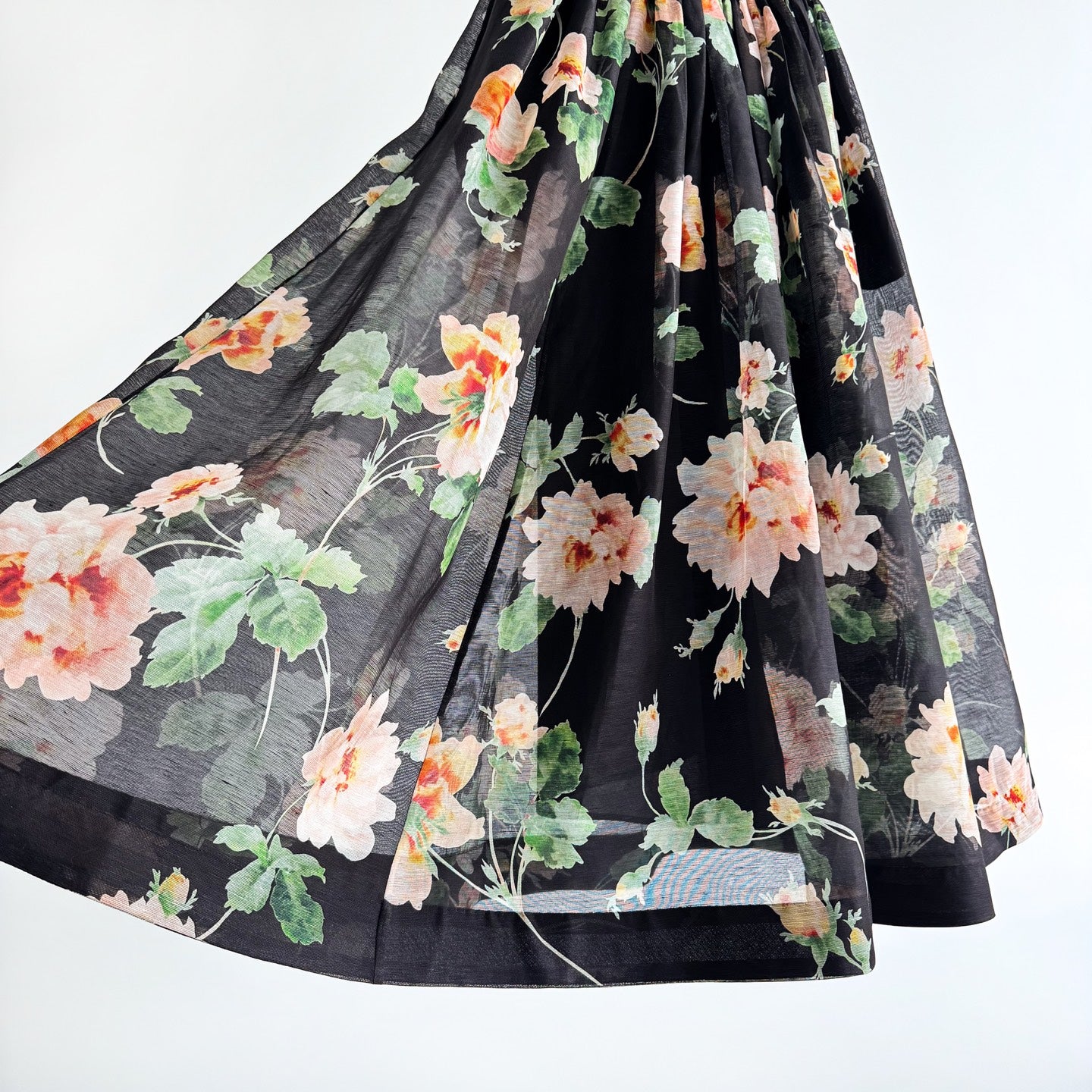 Midi Dress in Black Rose