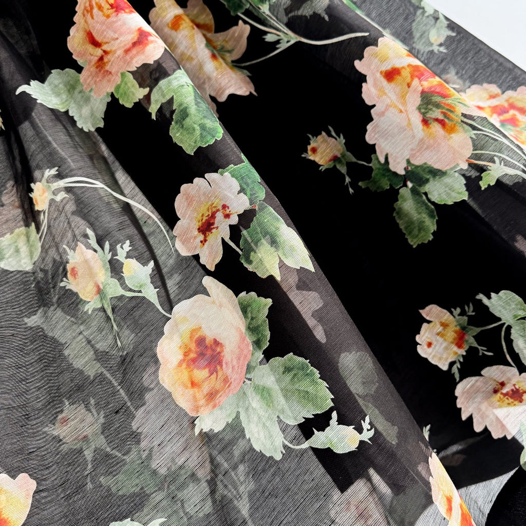 Midi Dress in Black Rose