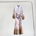 Vintage Floral Mandarin Collar Belted Midi Dress
