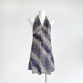 Two Tone Polka Dot Floral Print Halter Neck Irregular Mermaid Hem Maxi Dress
