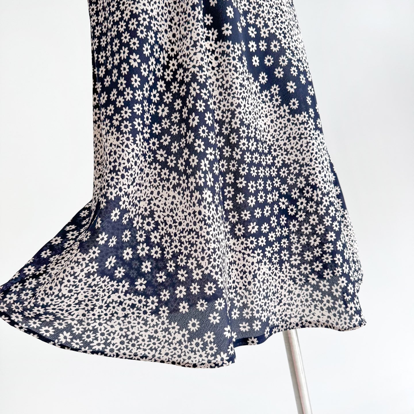 Two Tone Polka Dot Floral Print Halter Neck Irregular Mermaid Hem Maxi Dress