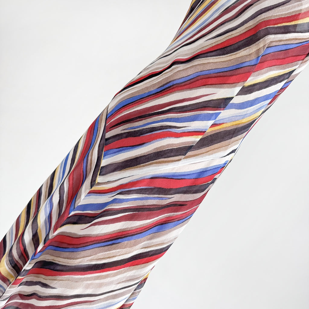 Rainbow Stripe Tulip Hem Silk Maxi Dress