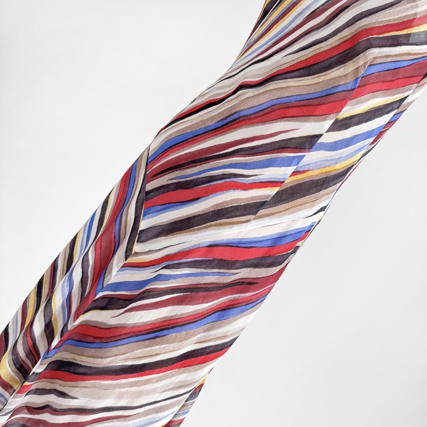 Rainbow Stripe Tulip Hem Silk Maxi Dress