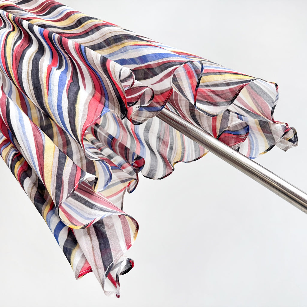 Rainbow Stripe Tulip Hem Silk Maxi Dress