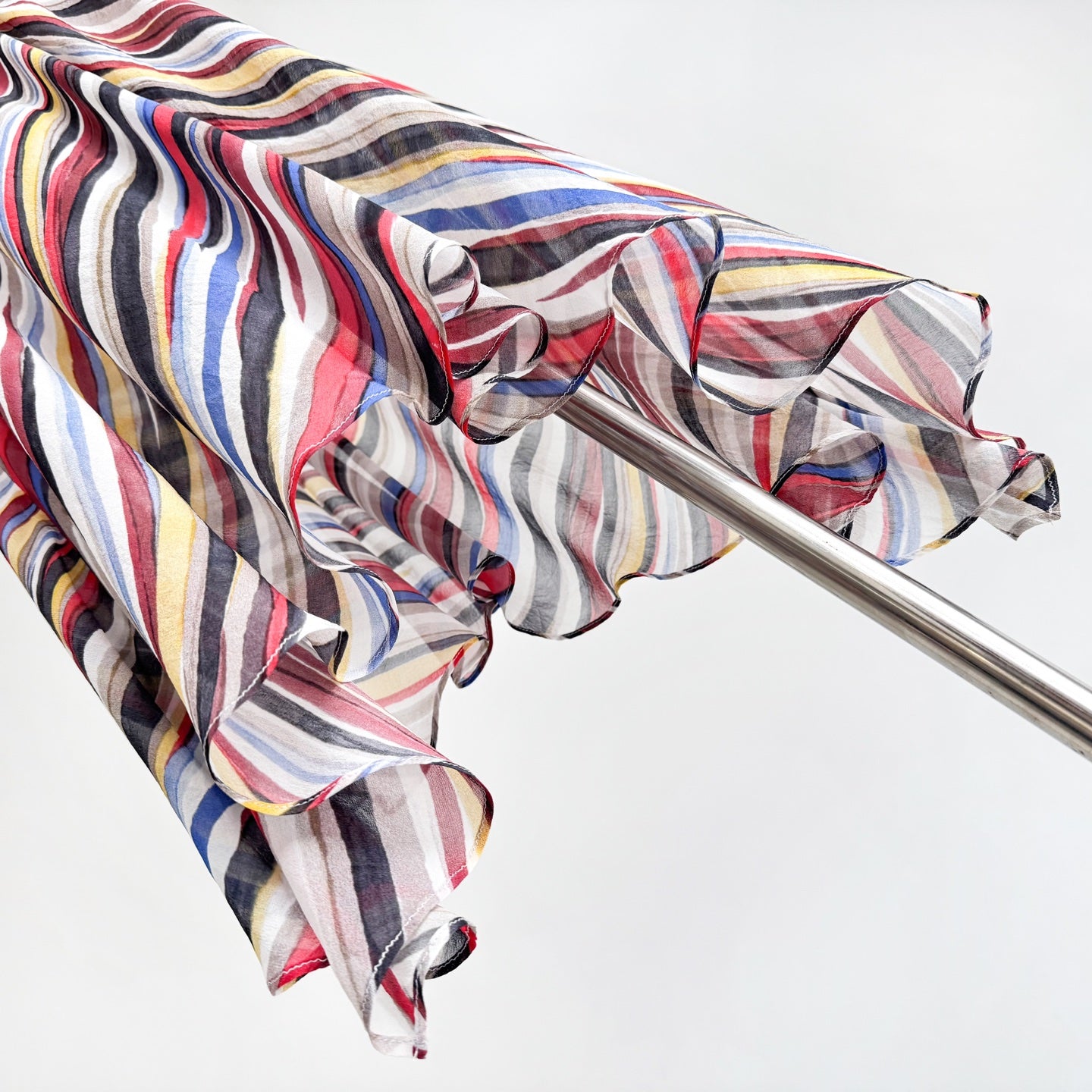 Rainbow Stripe Tulip Hem Silk Maxi Dress