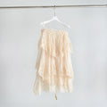 Cream Apricot Tiered Lace Irregular Ruffle Blouse