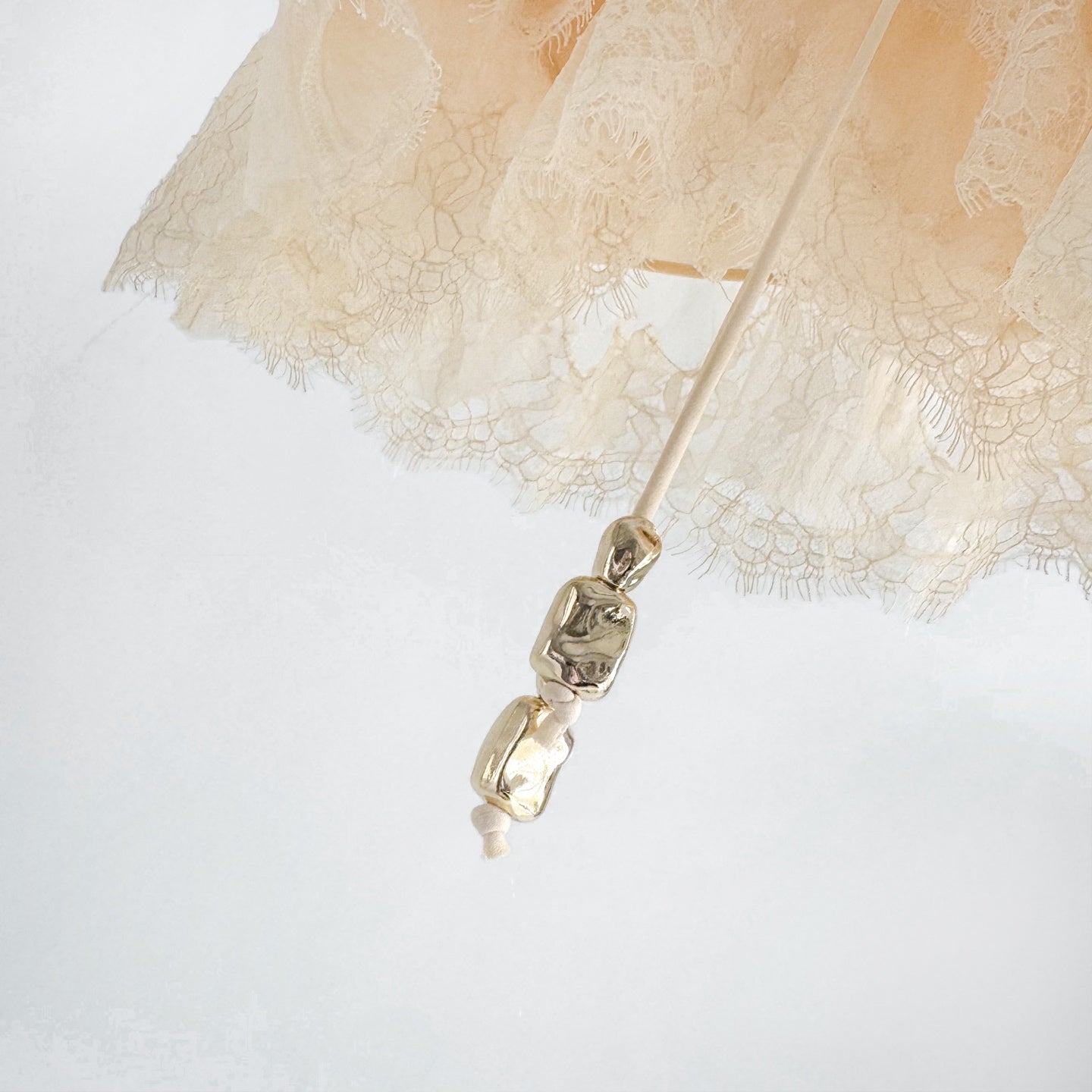 Cream Apricot Tiered Lace Irregular Ruffle Blouse