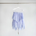 Light Blue and Brown Thin Strap Tiered Lace Off Blouse