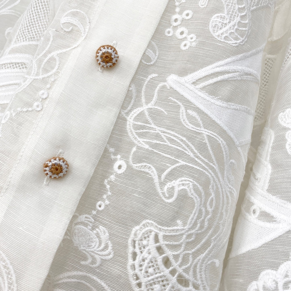 Island Vacation Embroidered Waist-Cinching Lapel Shirt Dress