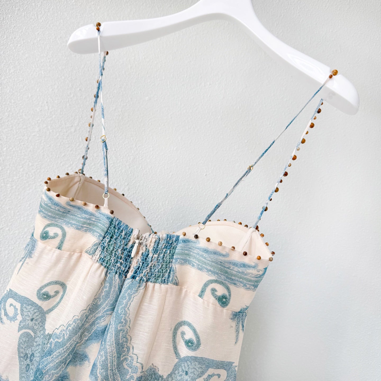 Linen Silk Blend Boho Paisley Print Maxi Dress