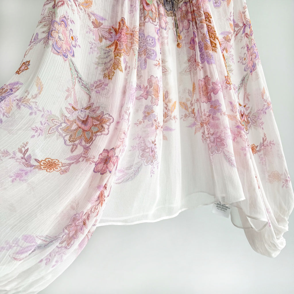 The Luna Billow Blouse in Cream Blue Paisley Collection