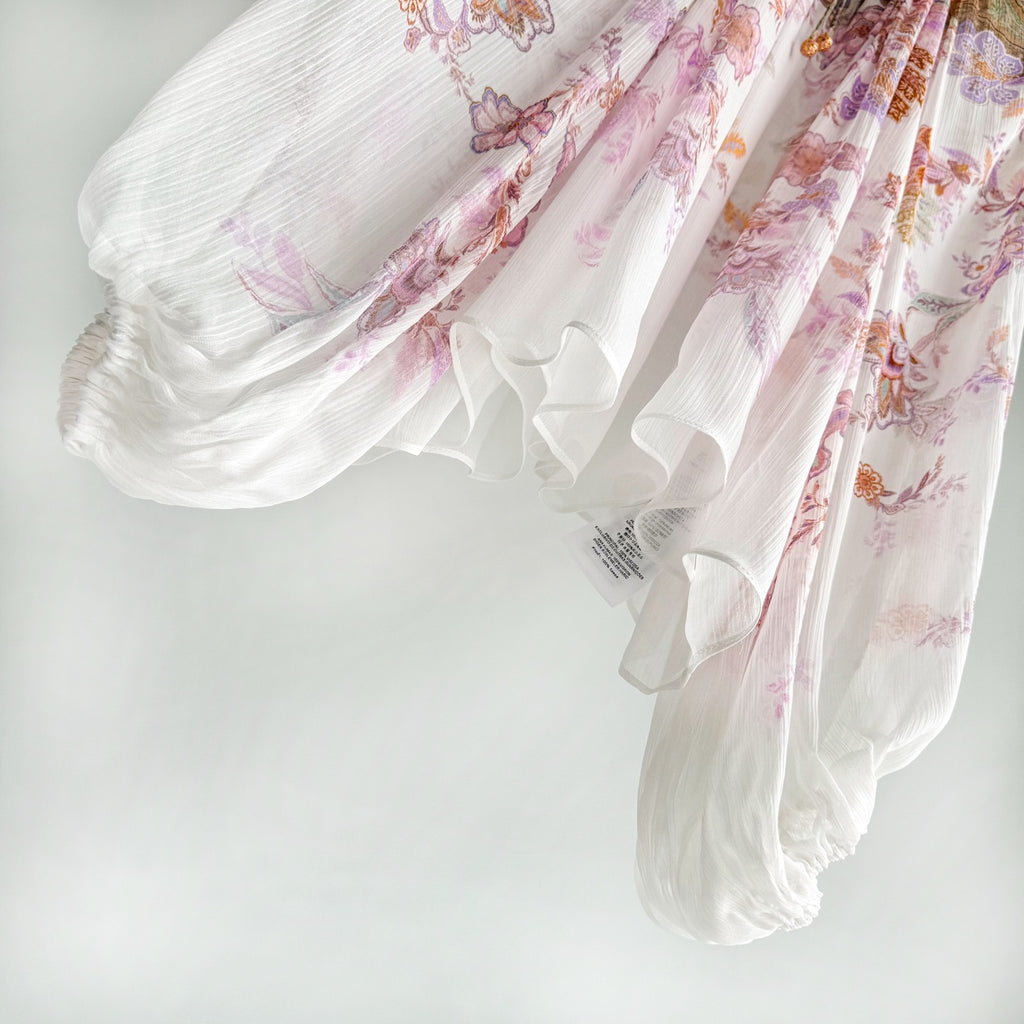 The Luna Billow Blouse in Cream Blue Paisley Collection