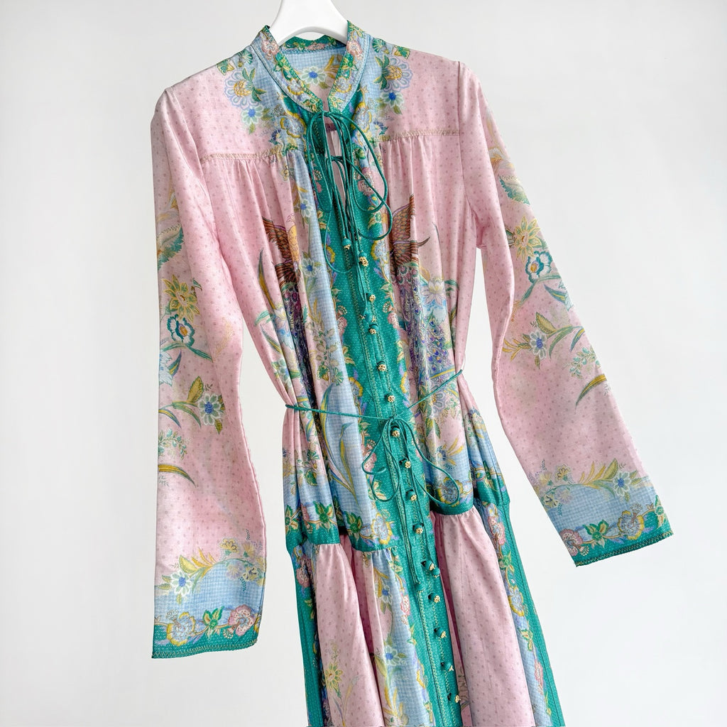 The Indra Long Sleeve Maxi Dress in Lilac Scarf Floral