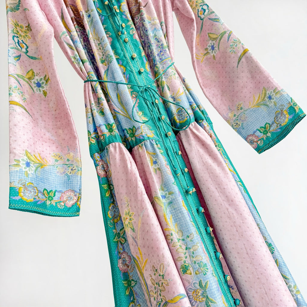 The Indra Long Sleeve Maxi Dress in Lilac Scarf Floral
