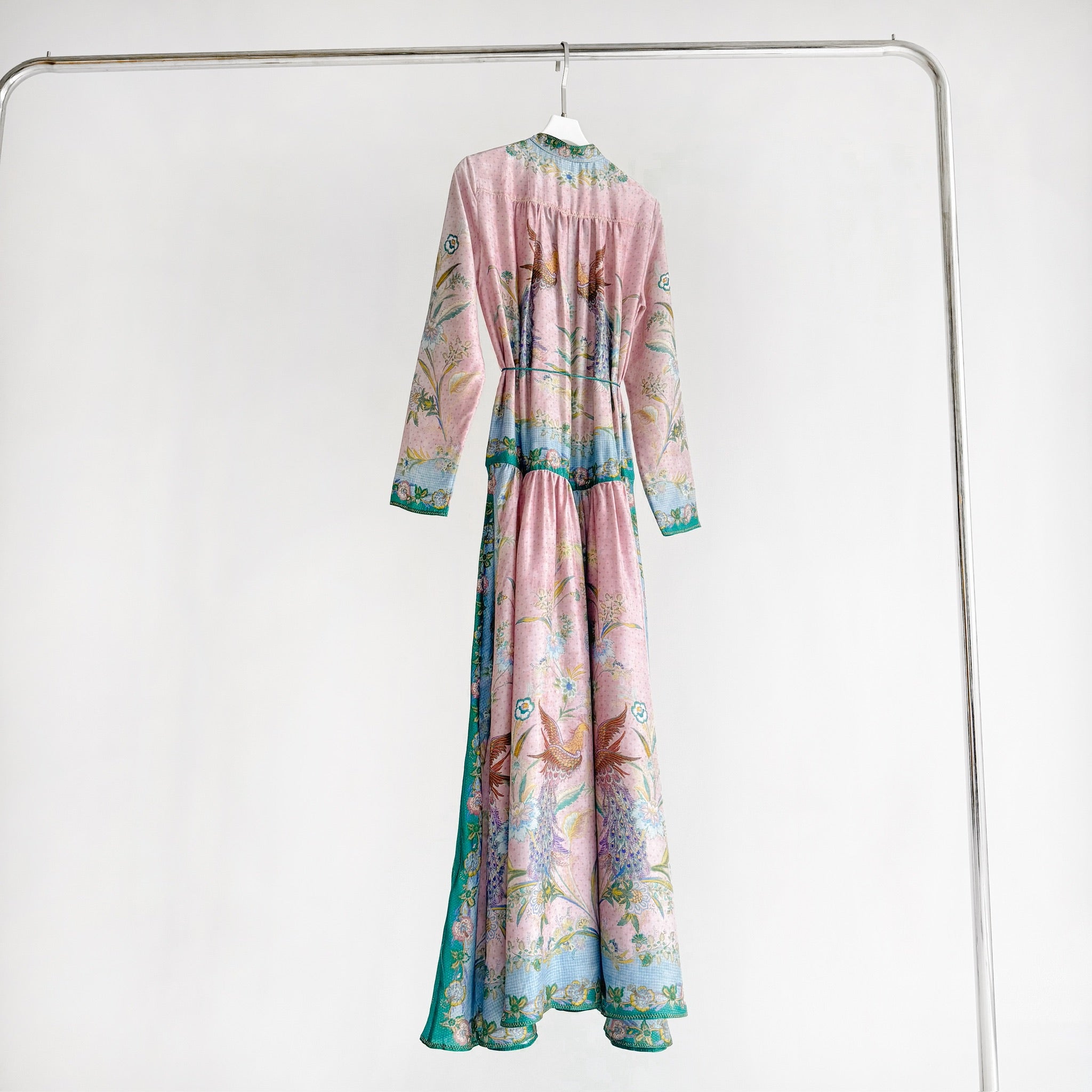 The Indra Long Sleeve Maxi Dress in Lilac Scarf Floral