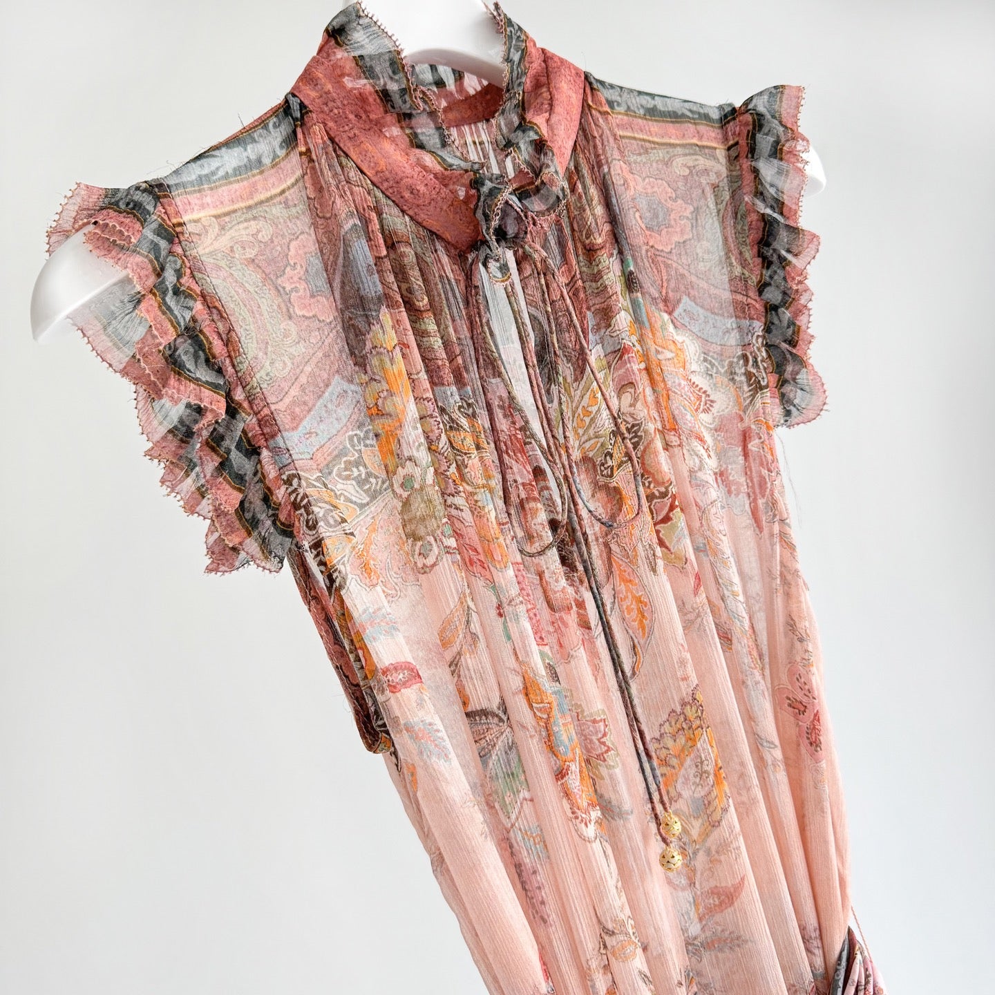 The Alchemy Flutter Dress in Pink Paisley