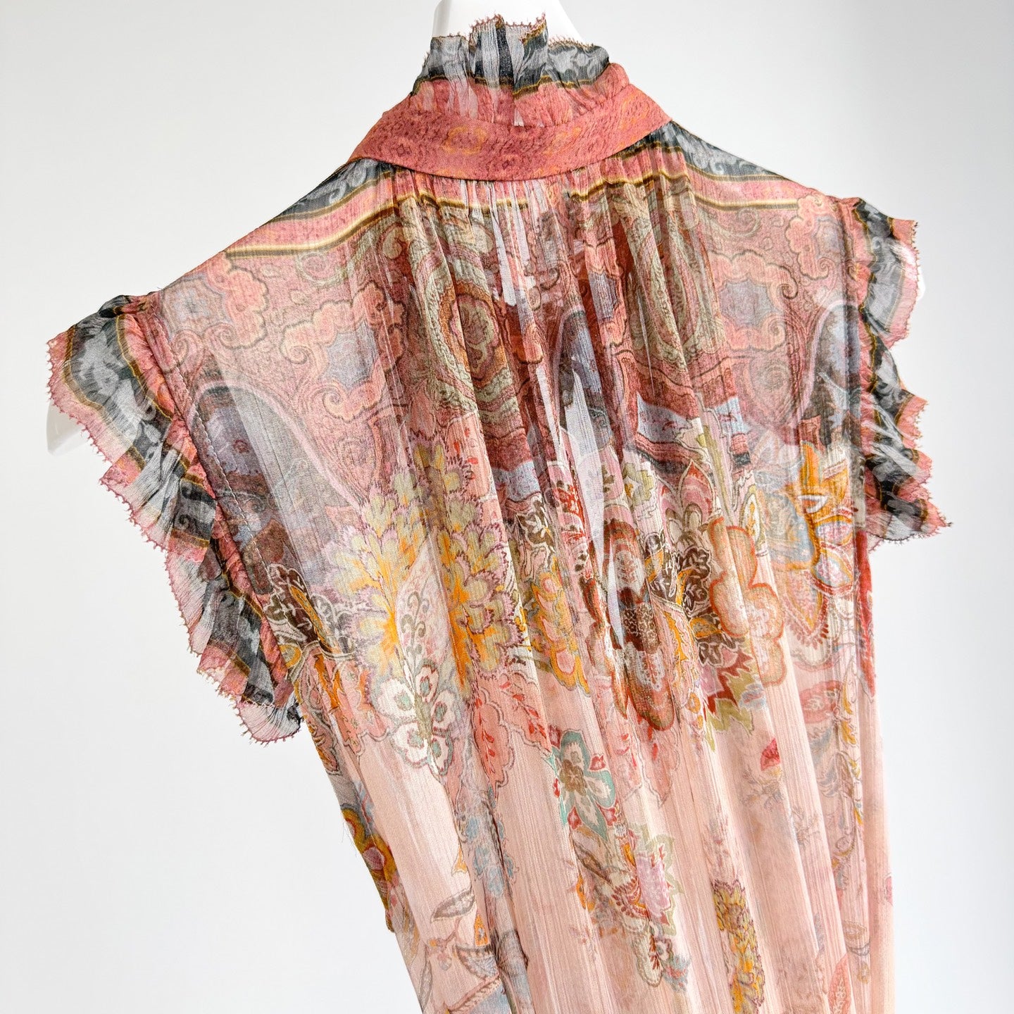 The Alchemy Flutter Dress in Pink Paisley