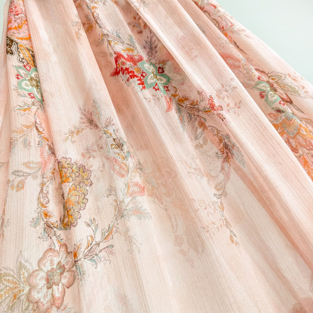 The Alchemy Flutter Dress in Pink Paisley