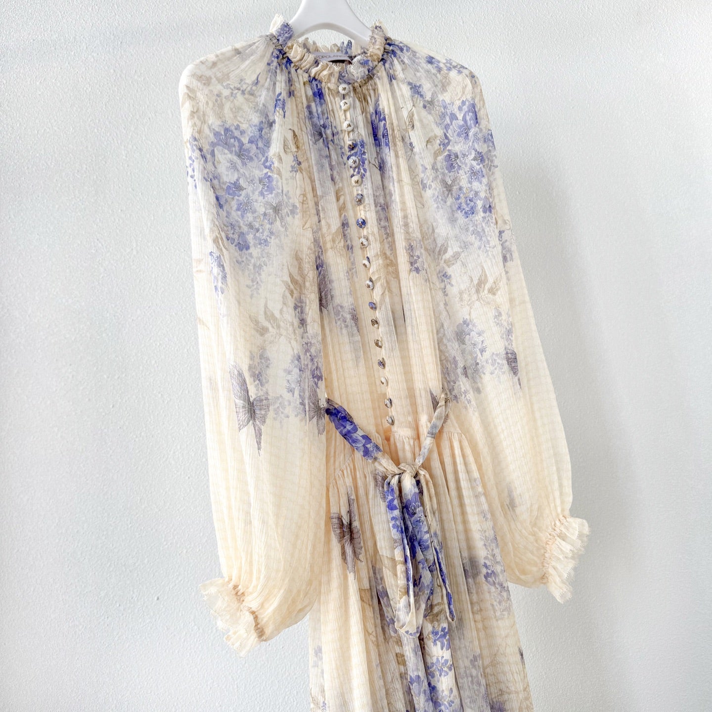 Indigo Wisteria Print Maxi Dress with Camisole Liner Two-Piece Set