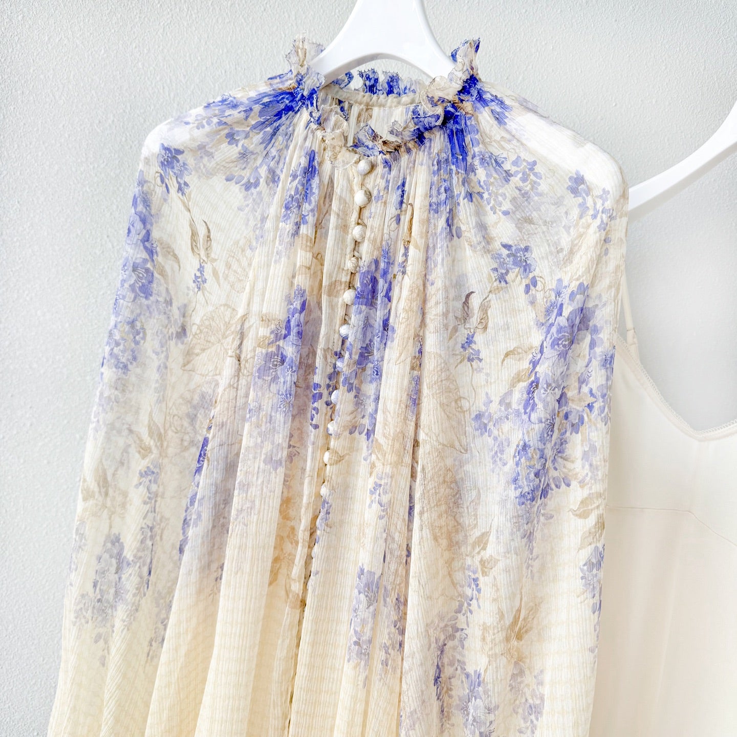 Indigo Wisteria Print Mini Dress with Camisole Liner Two-Piece Set